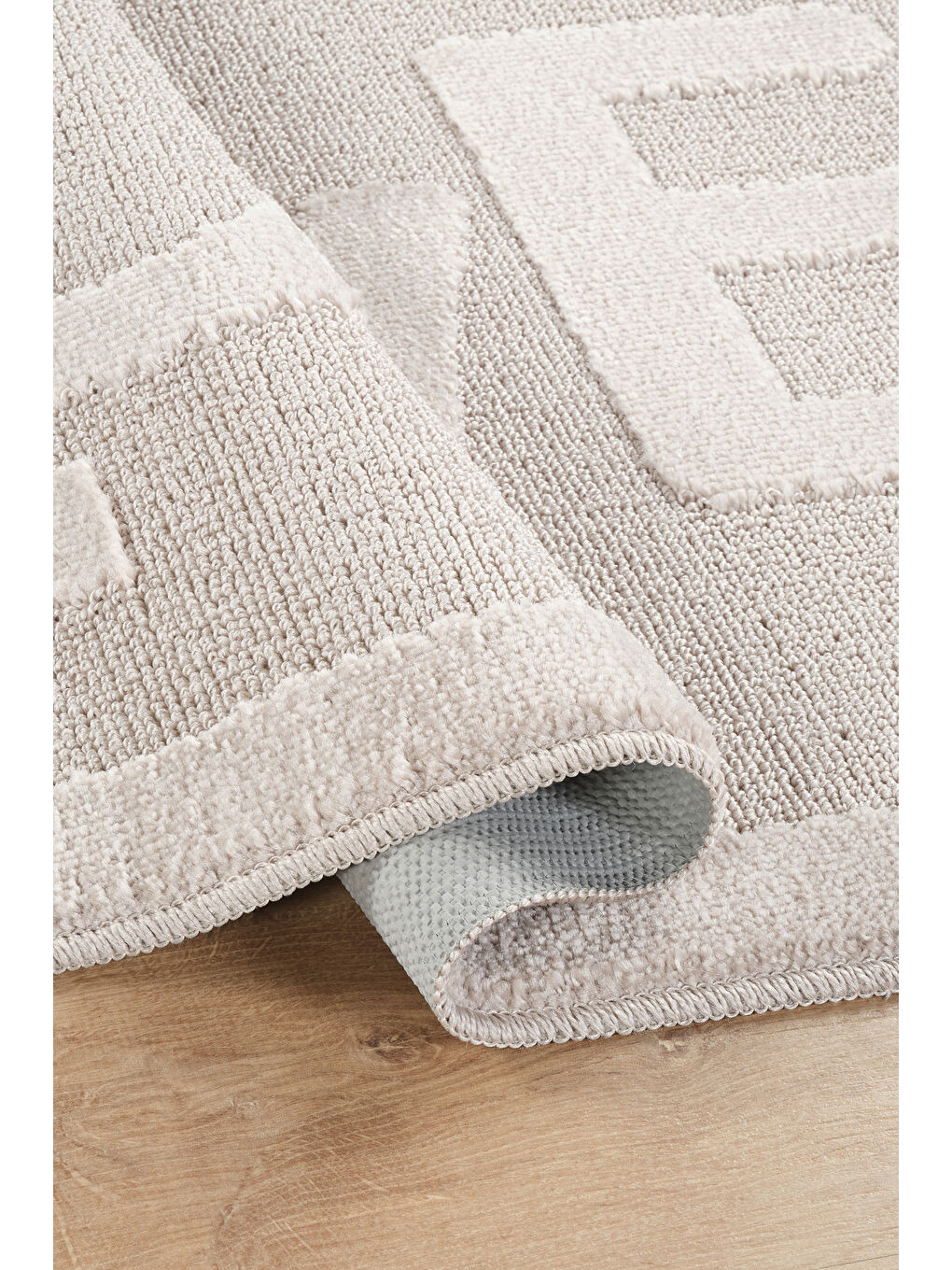 Bej Doğal Kaymaz Taban Banyo Paspas Uzun Ömürlü Yumuşak Su Emici Yazılı Paspas Love-Vizon-2