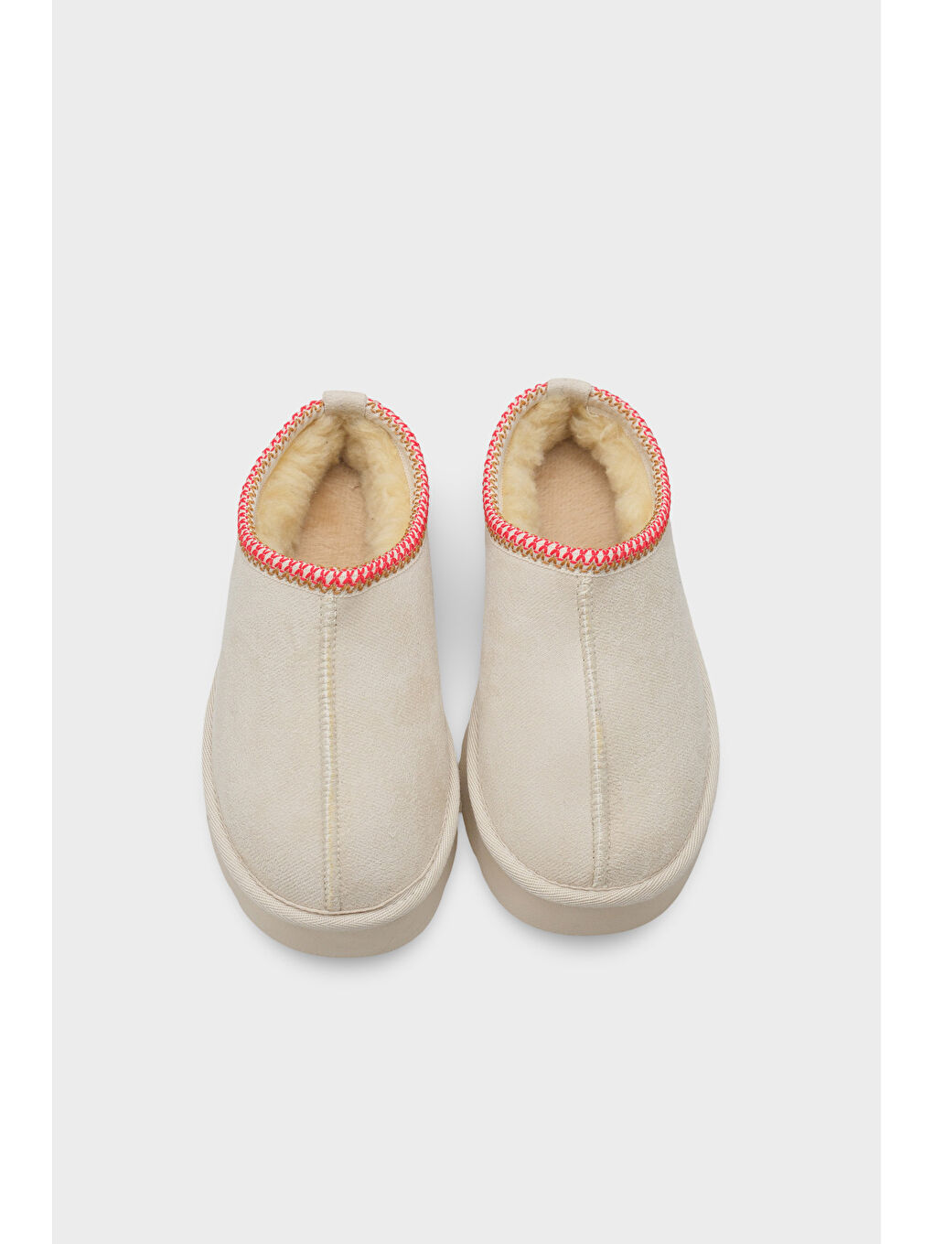 Bej Carroll Kalın Tabanlı Yuvarlak Burunlu Kürklü Kadın Kapalı Terlik-6