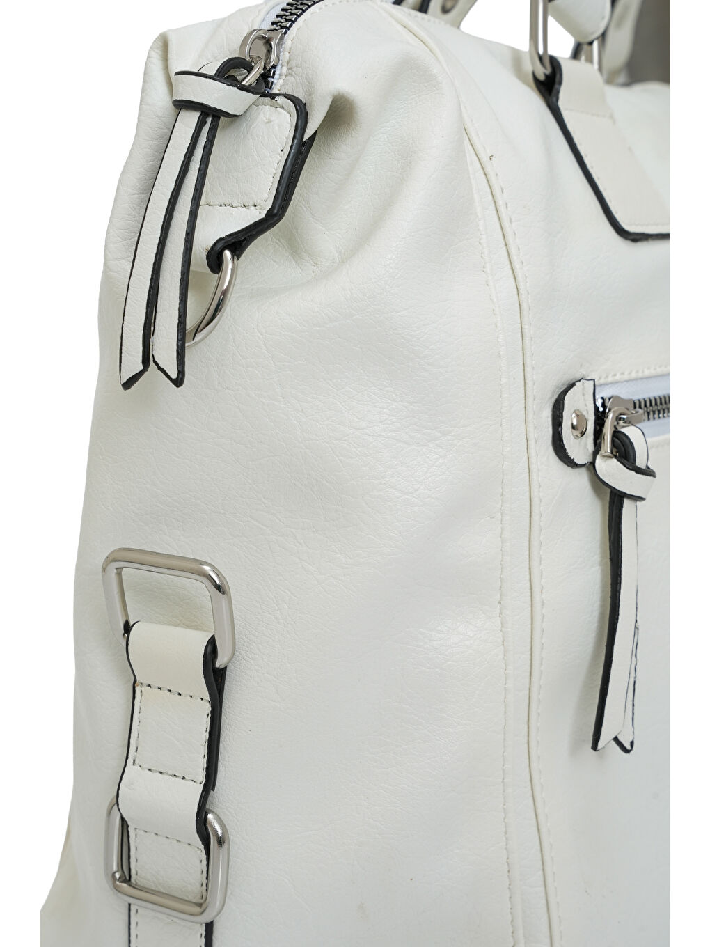 Beyaz Ön Cep Fermuar Detaylı Kadın Omuz Çantas DJ262-2-3