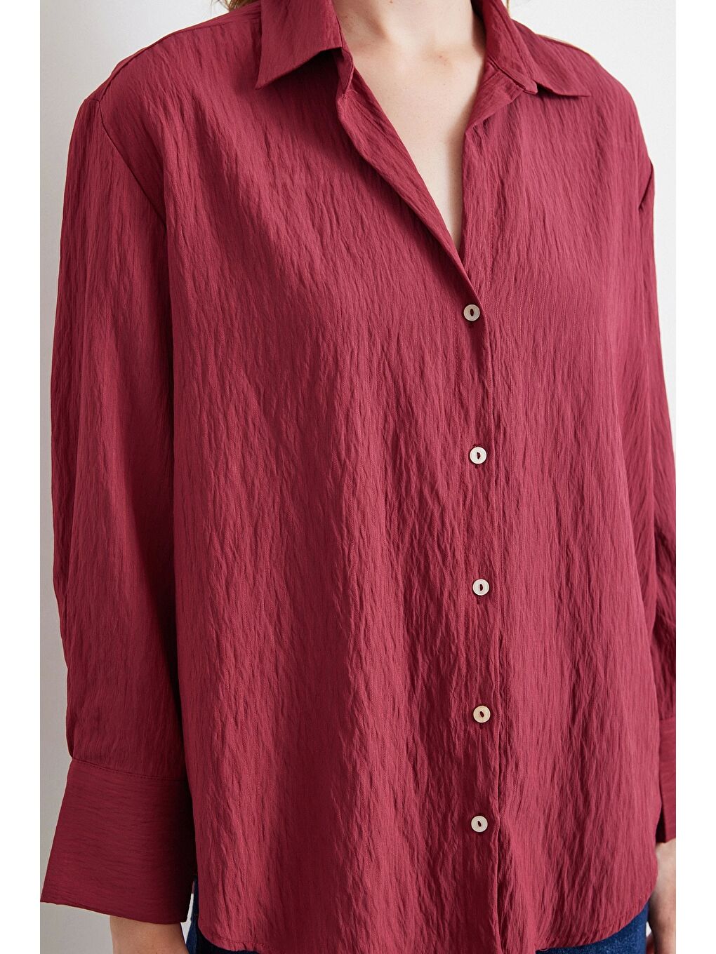 Paralel Çizgili Gömlek Bordo-3