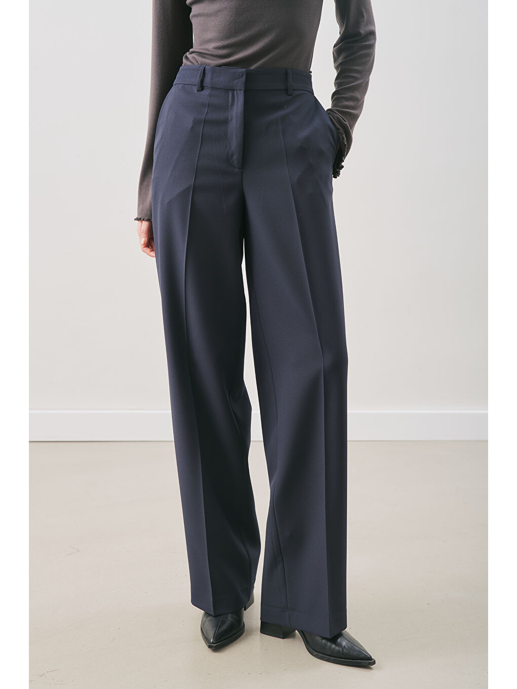 Uzun Paça Straıght Pantolon Lacivert-6