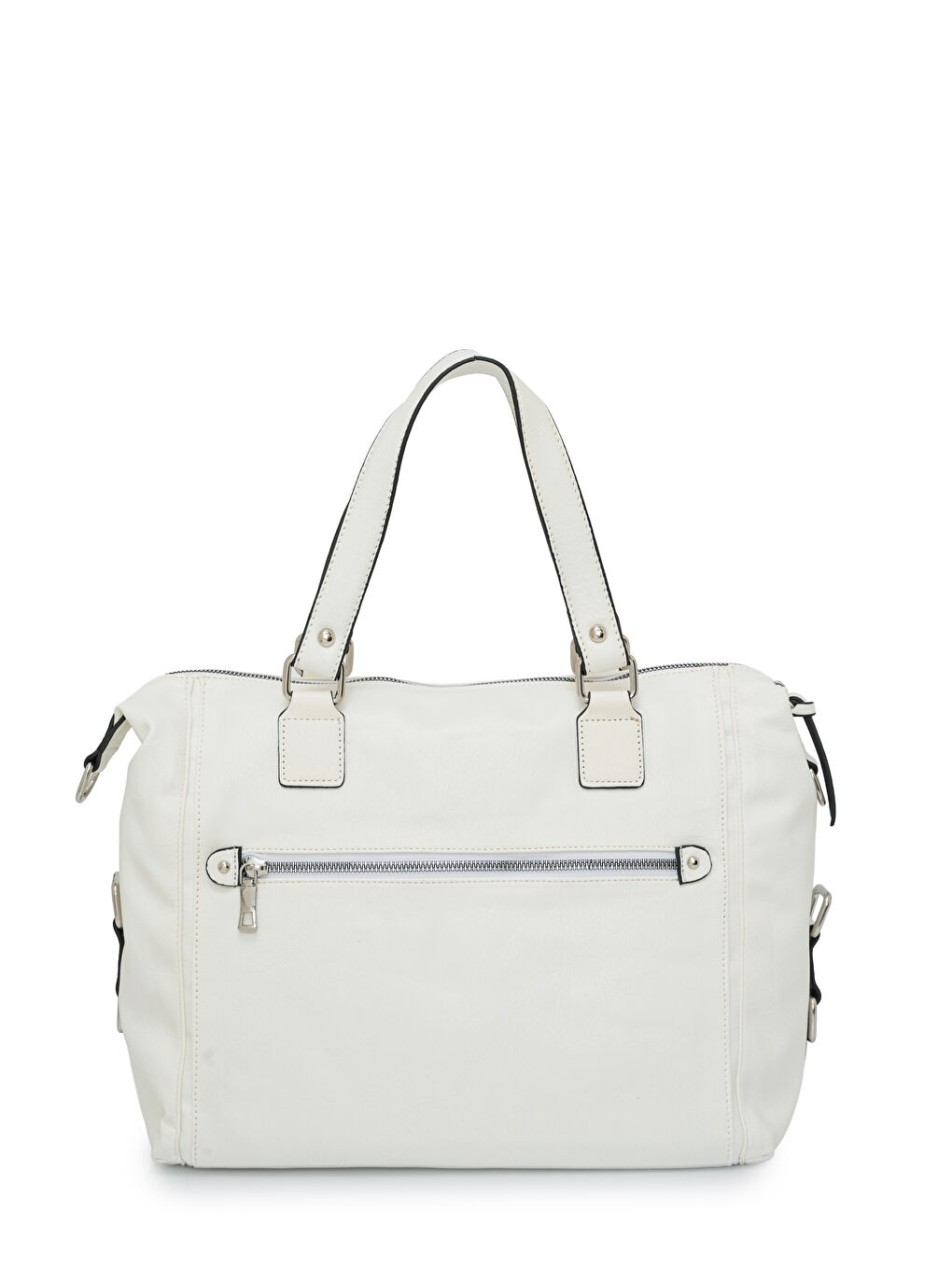 Beyaz Ön Cep Fermuar Detaylı Kadın Omuz Çantas DJ262-2-5