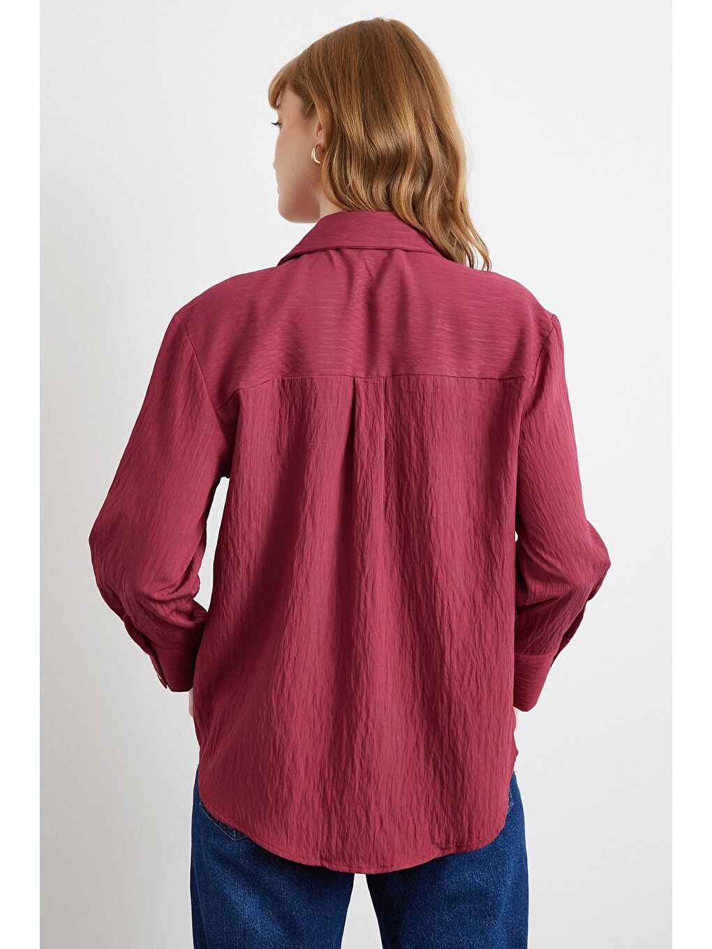 Paralel Çizgili Gömlek Bordo-4