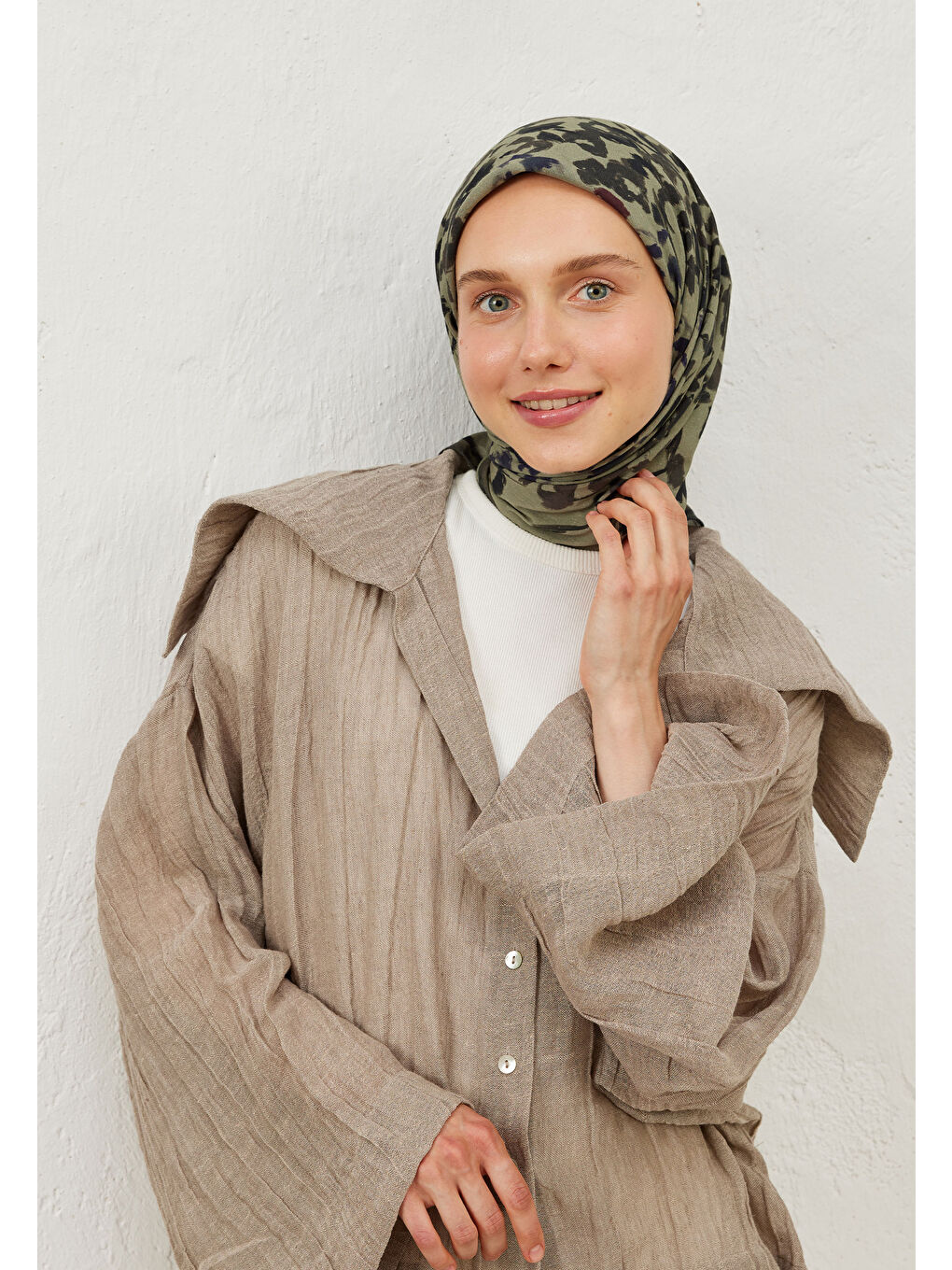 Elissa Desen Pamuk Vual Eşarp Koyu Yeşil-1