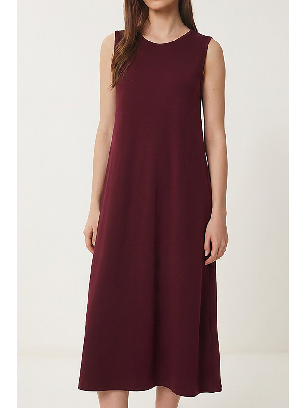 Bordo Cepli Yazlık Örme Elbise BORDO LRN0032-3