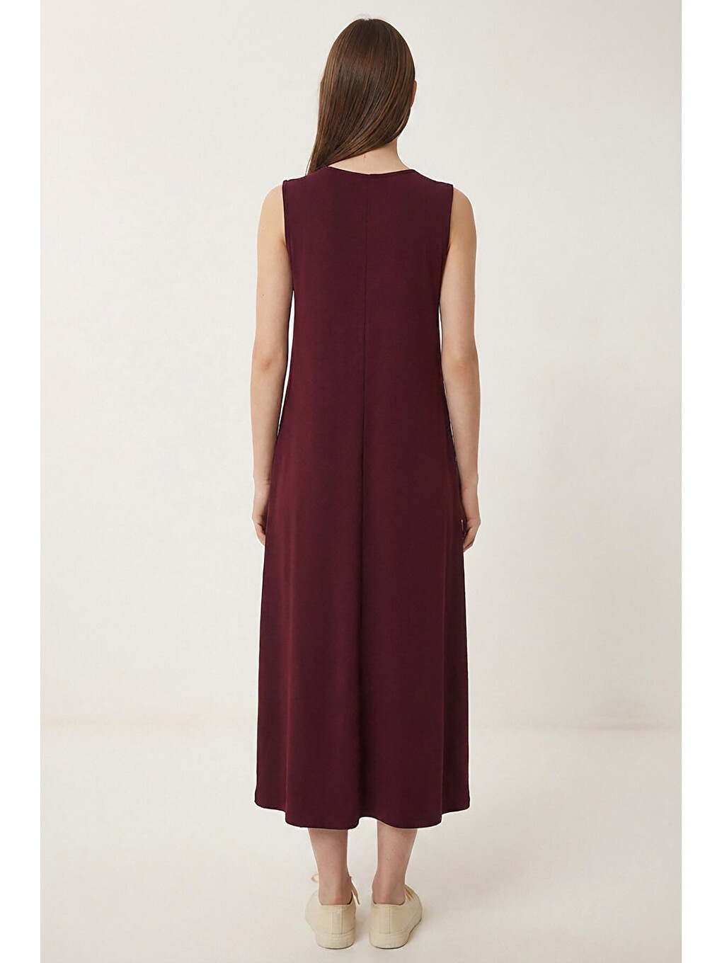 Bordo Cepli Yazlık Örme Elbise BORDO LRN0032-4