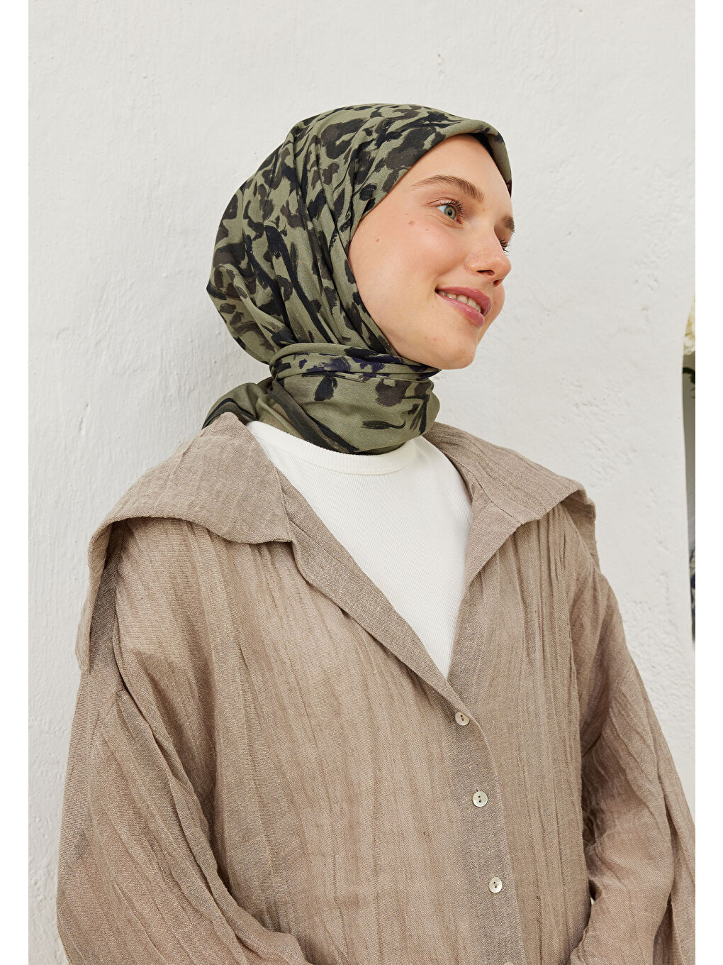 Elissa Desen Pamuk Vual Eşarp Koyu Yeşil-2