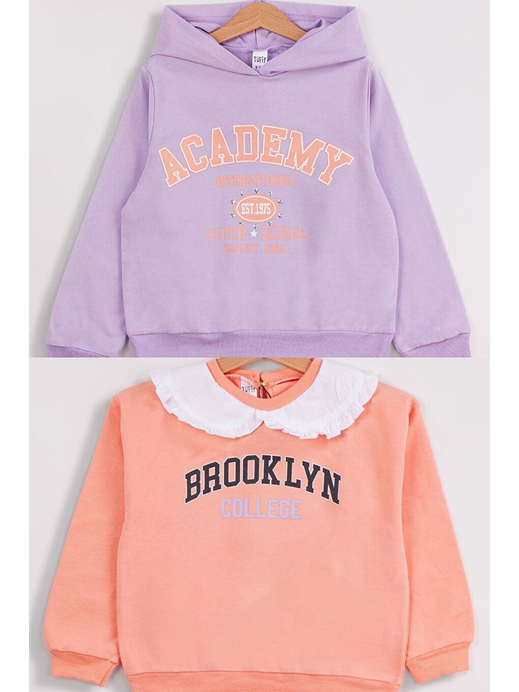 Turuncu Kız Çocuk 2'li Paket Basic Sweatshirt