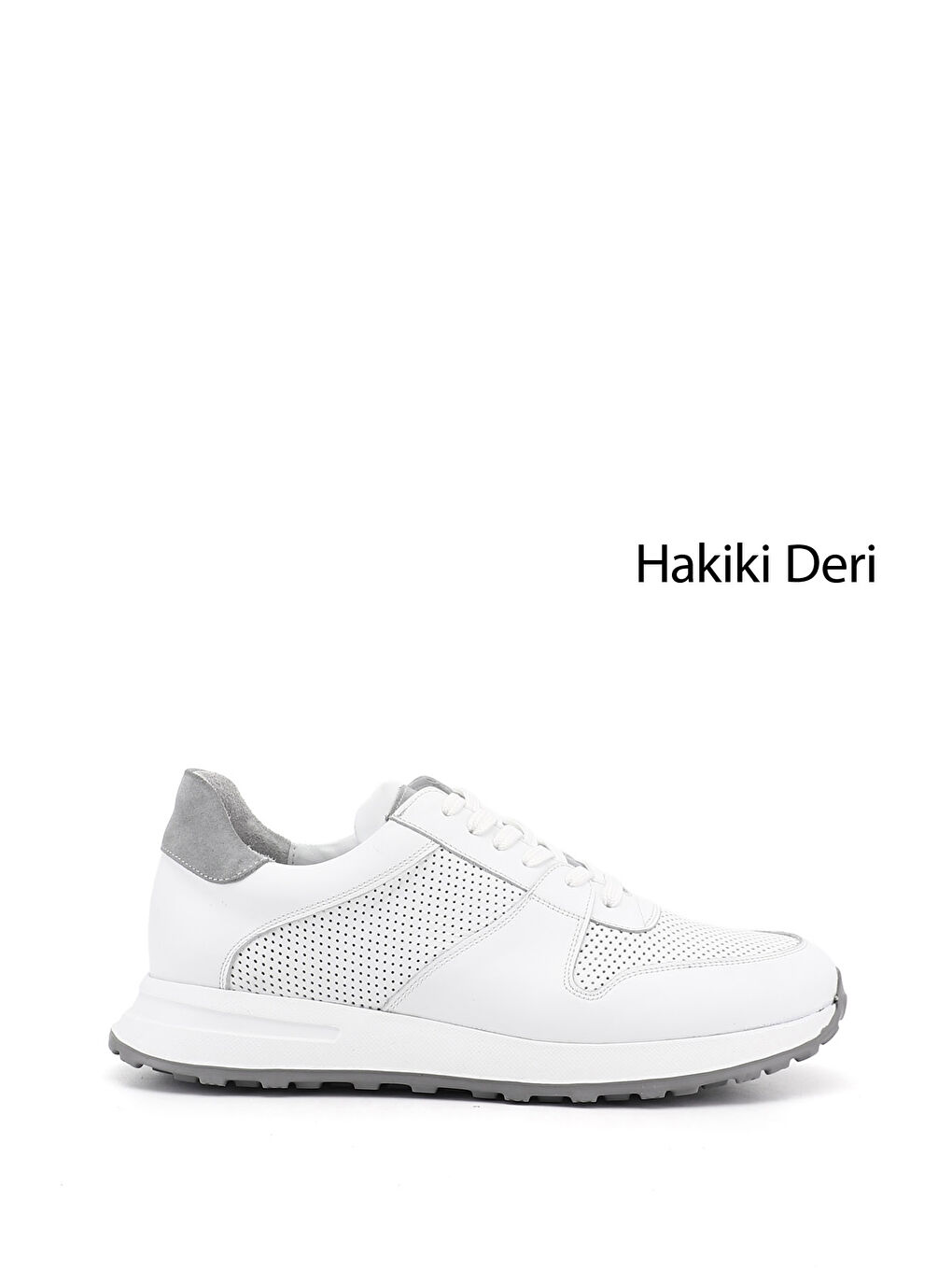Beyaz Erkek CANLI BEYAZ Bağcıklı Hakiki Deri Comfort Sneaker