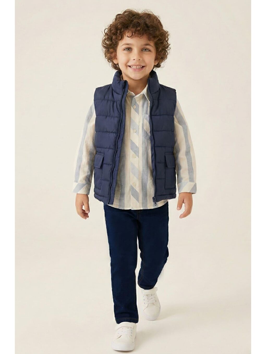 Erkek Çocuk Yelekli 3'Lü Takım  - Lacivert-1