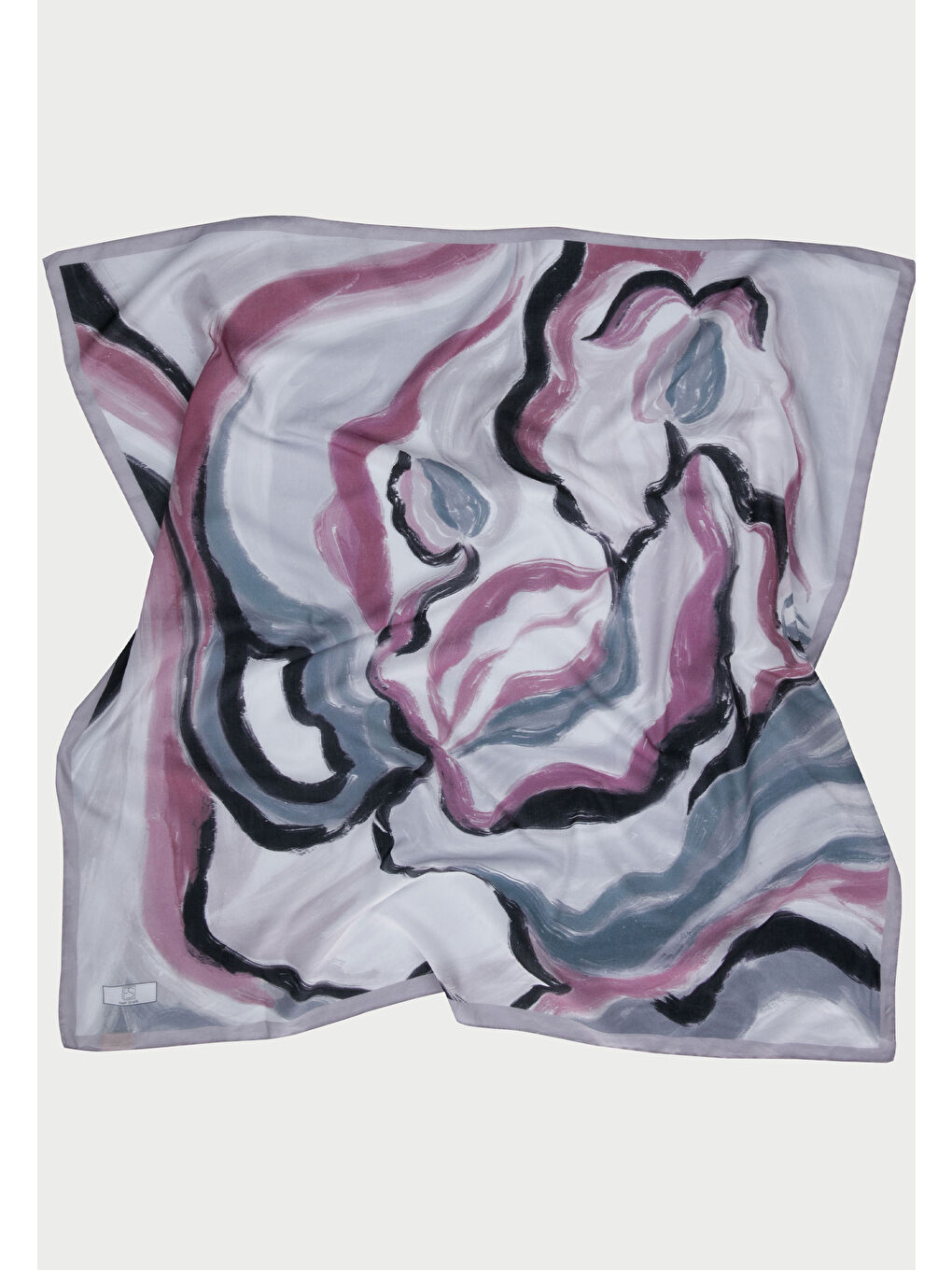 Lila Colour Waves Desen Pamuk Vual Eşarp Lavanta-4