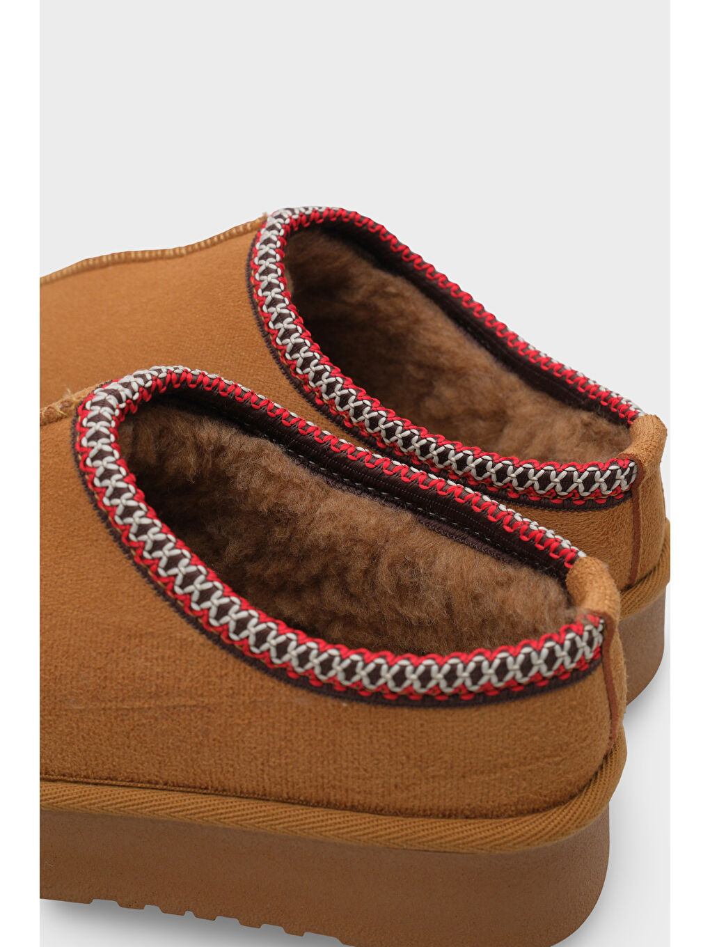 Kahverengi Carroll Kalın Tabanlı Yuvarlak Burunlu Kürklü Kadın Kapalı Terlik-4