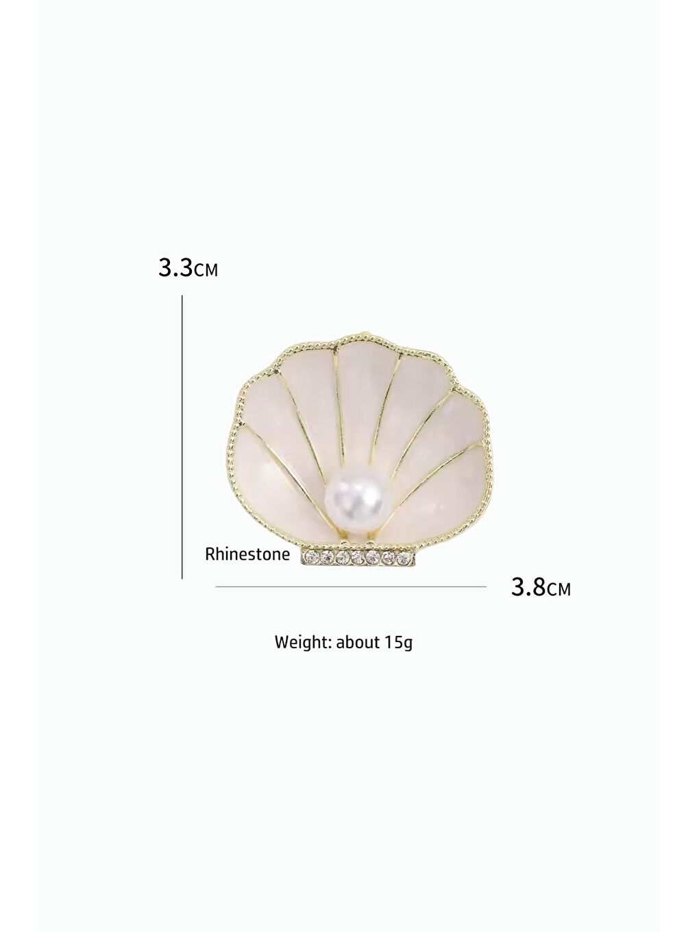 Sarı Ortası İncili İstridye Broş Yaka İğnesi-3