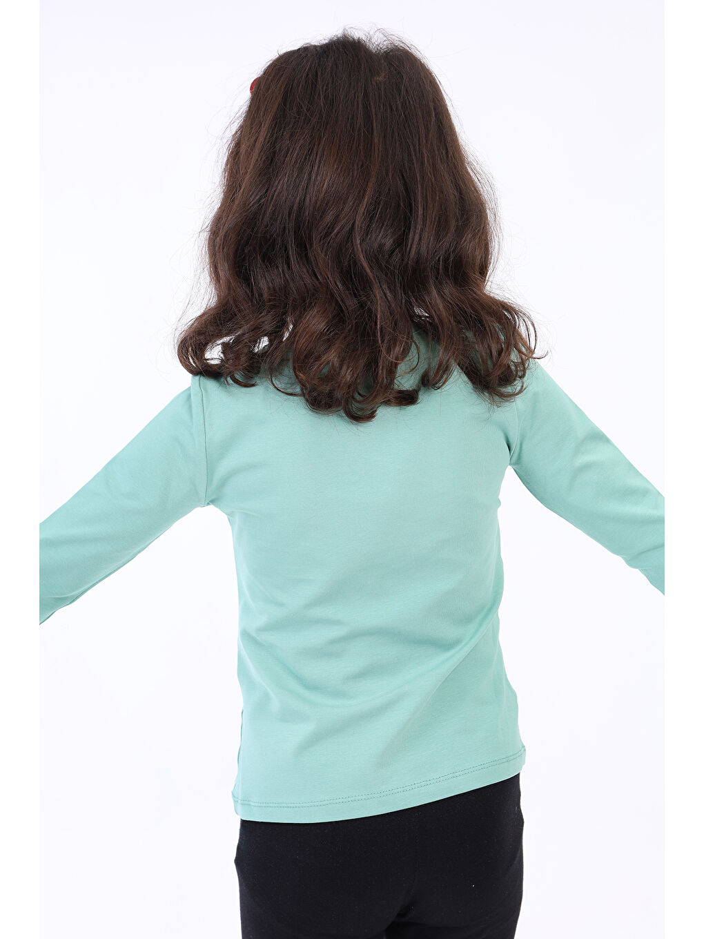 Gri Kız Çocuk Baskılı Tişört-1