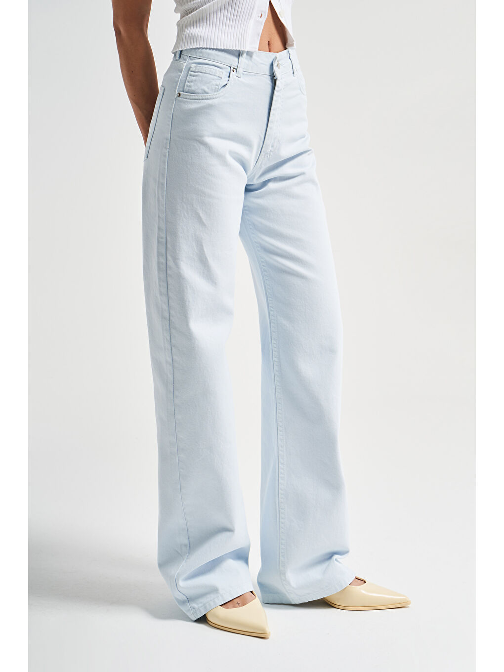 Kadın Bebe Mavisi 6s5-103 Straight Fit Yüksek Bel %100 Pamuk Denim Jean