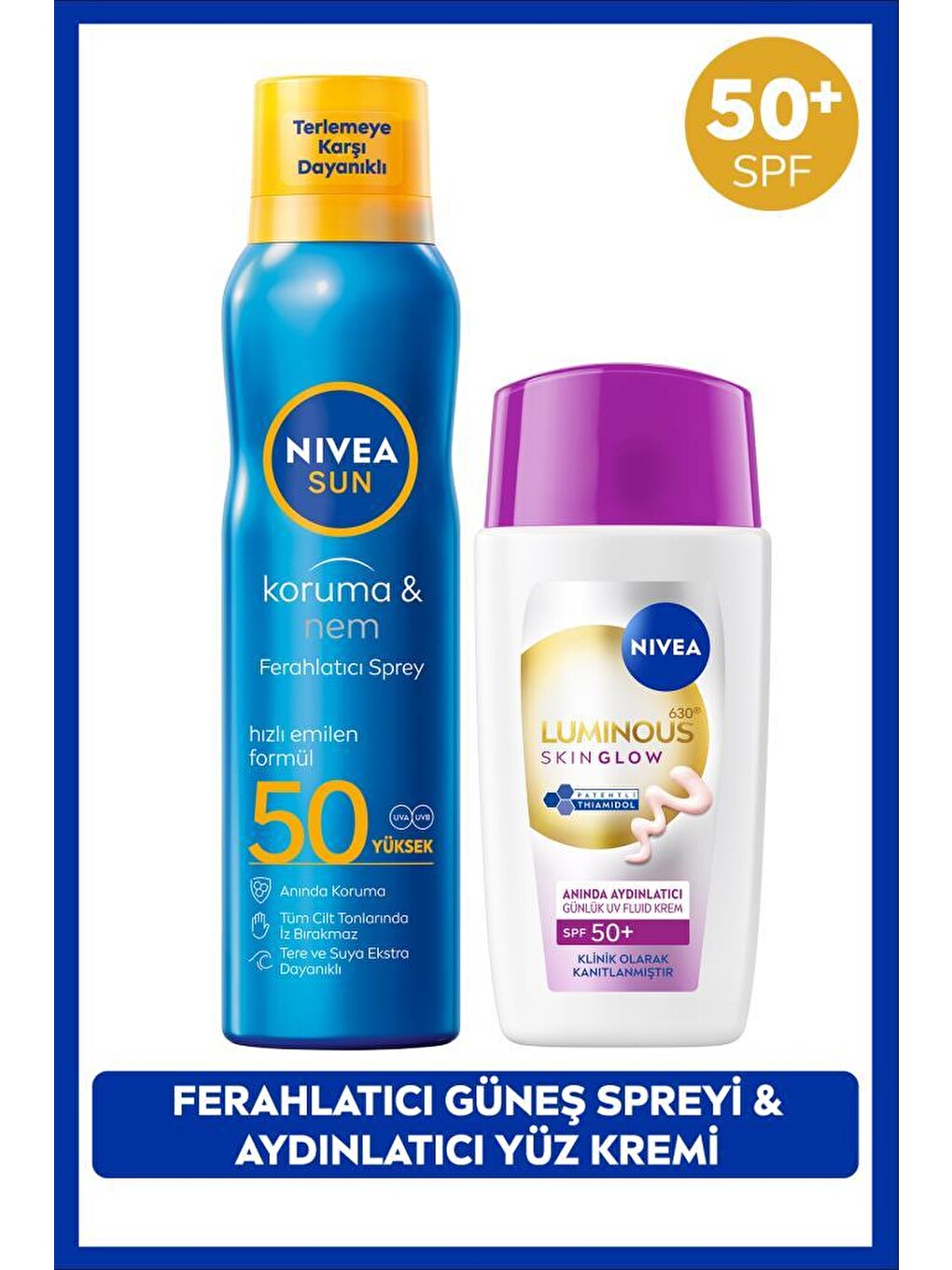 Sun Spf50 Güneş Koruyucu Ferahlatıcı Sprey 200ml Ve Luminous630 Skin Glow Aydınlatıcı Yüz Kremi