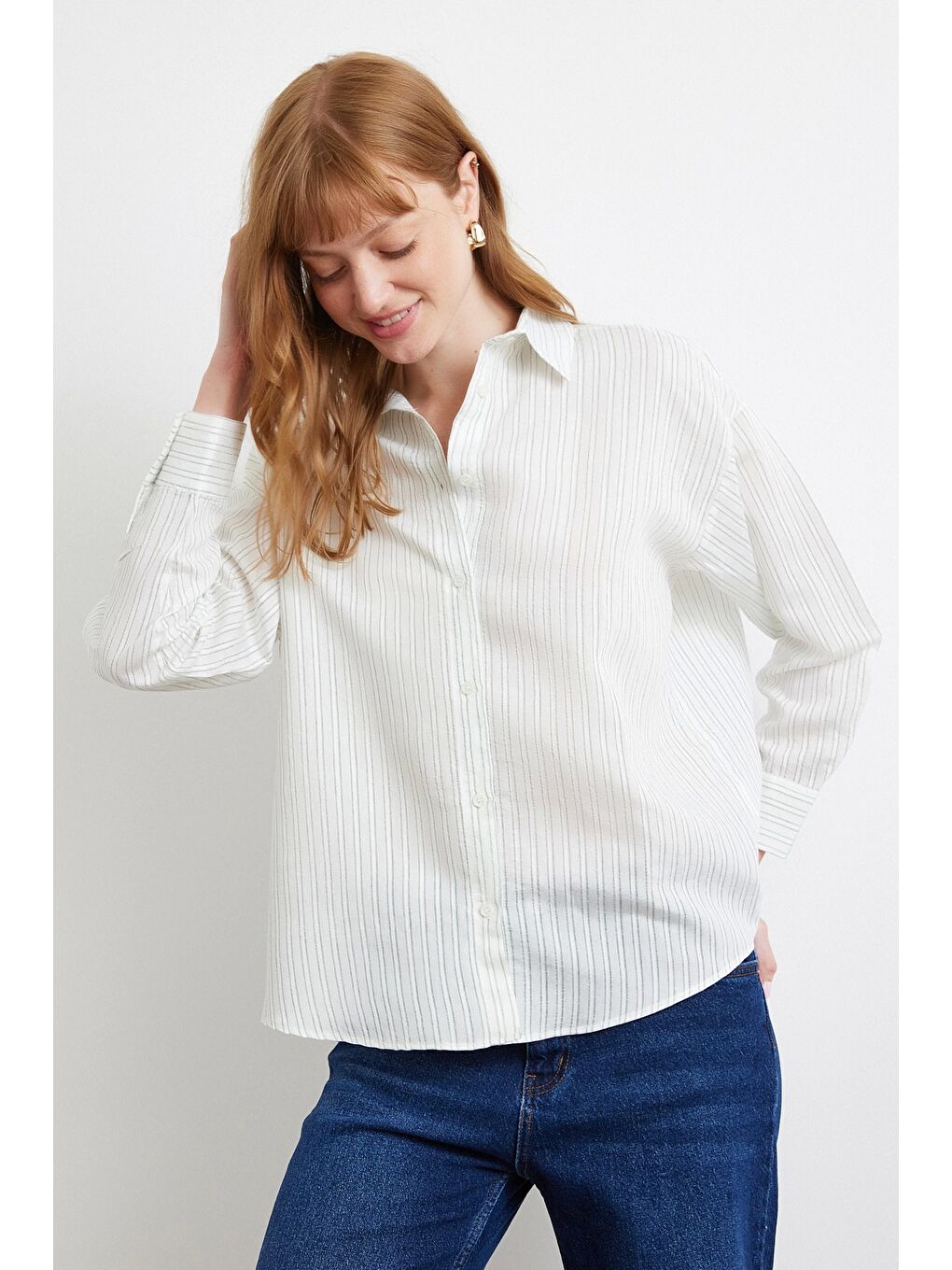 Karışık Simetrik Çizgili Gömlek Mint