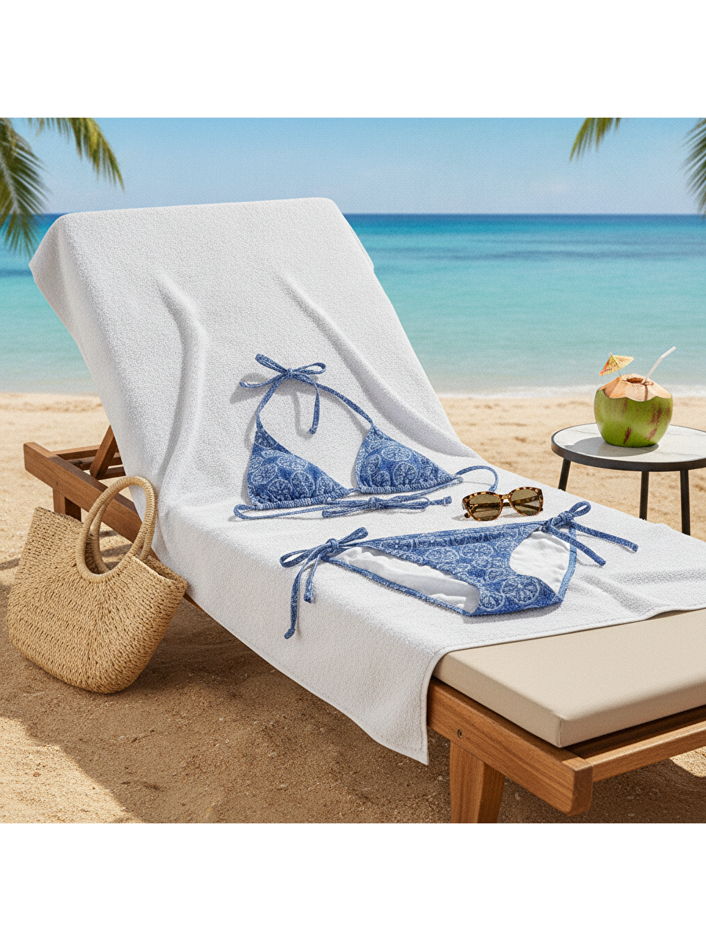 Karışık Kadın Plaj Giyim Mavi Desenli Bikini Takım Bb2635-1