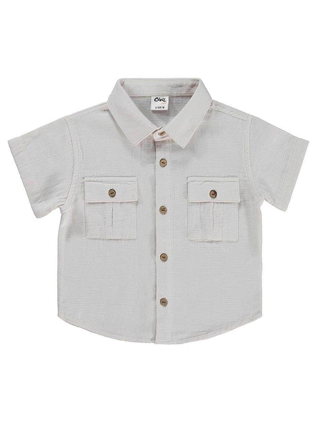 Baby Çift Cepli 6-18 Ay Gömlek - Bej
