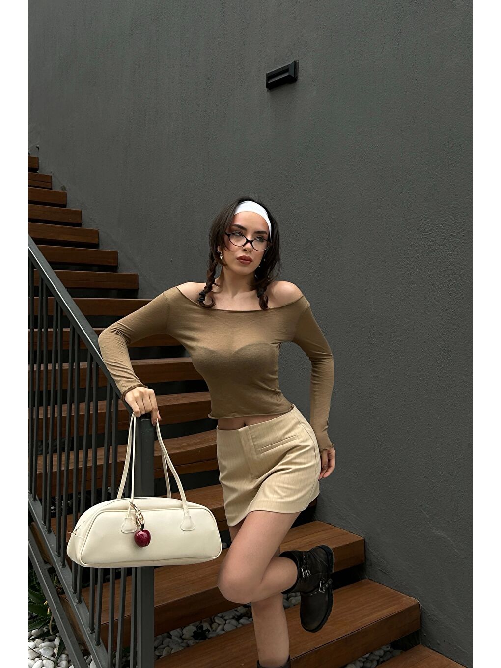 Kahverengi Kadın Camel Sonsuz Kumaş Bluz 1017-0160-8