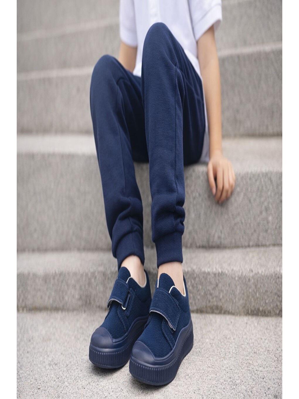 Lacivert RONY Cırtlı Delikli Günlük Nefes Alabilen Unisex Çocuk Sneaker Spor Ayakkabı-6