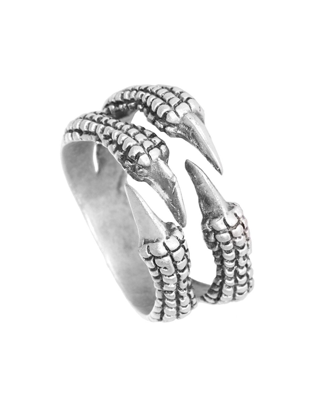 Gri Erkek Antik Gümüş 2'li Kartal Pençesi Yüzük