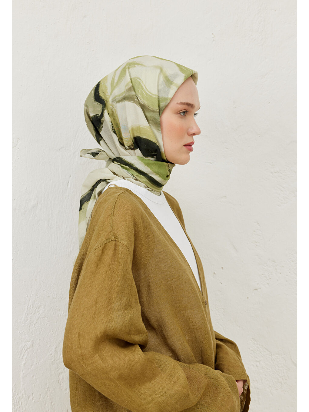 Colour Waves Desen Pamuk Vual Eşarp Çağla Yeşili-2