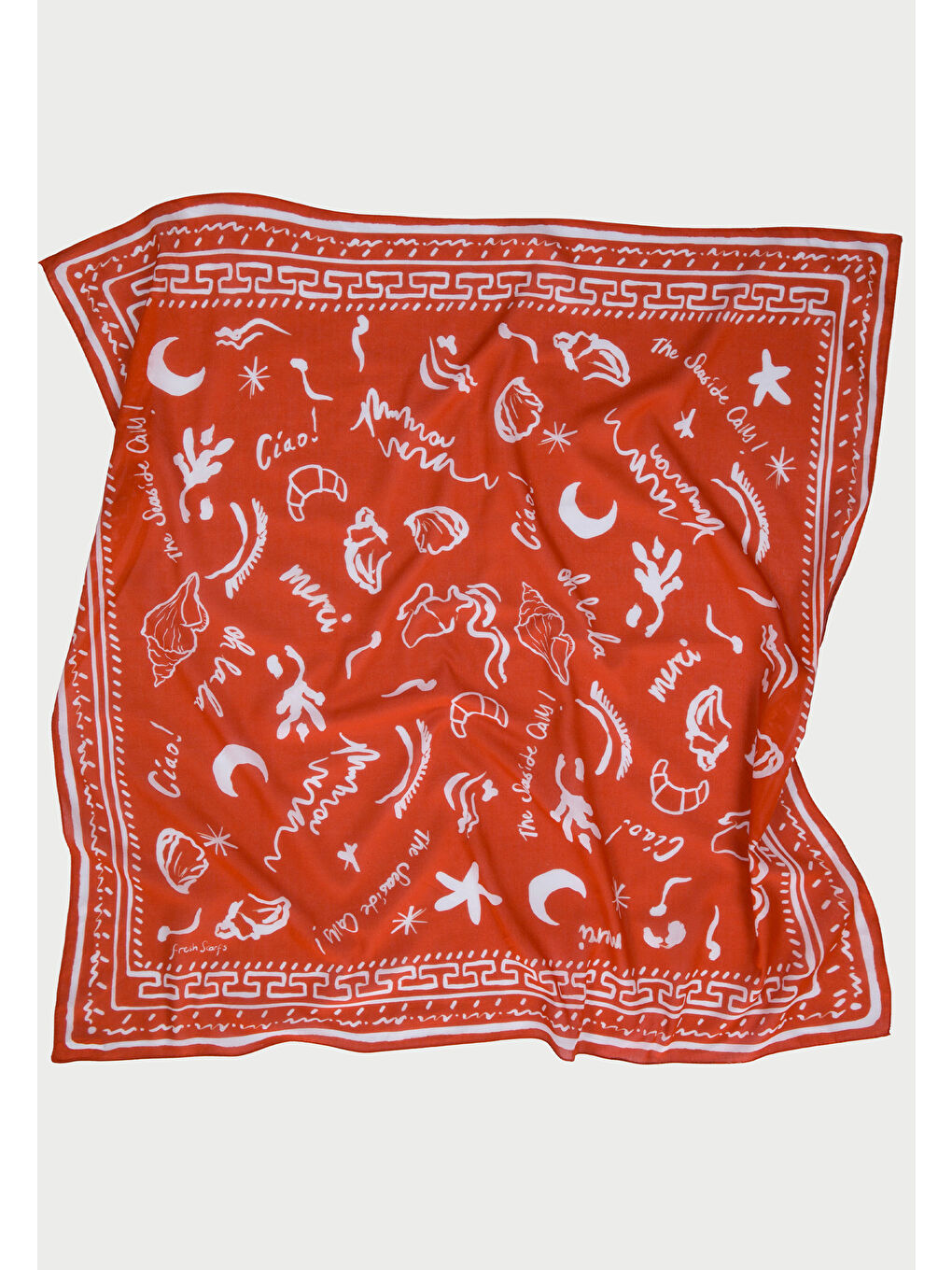 Summer Vibes Desen Pamuk Vual Eşarp Kırmızı-4