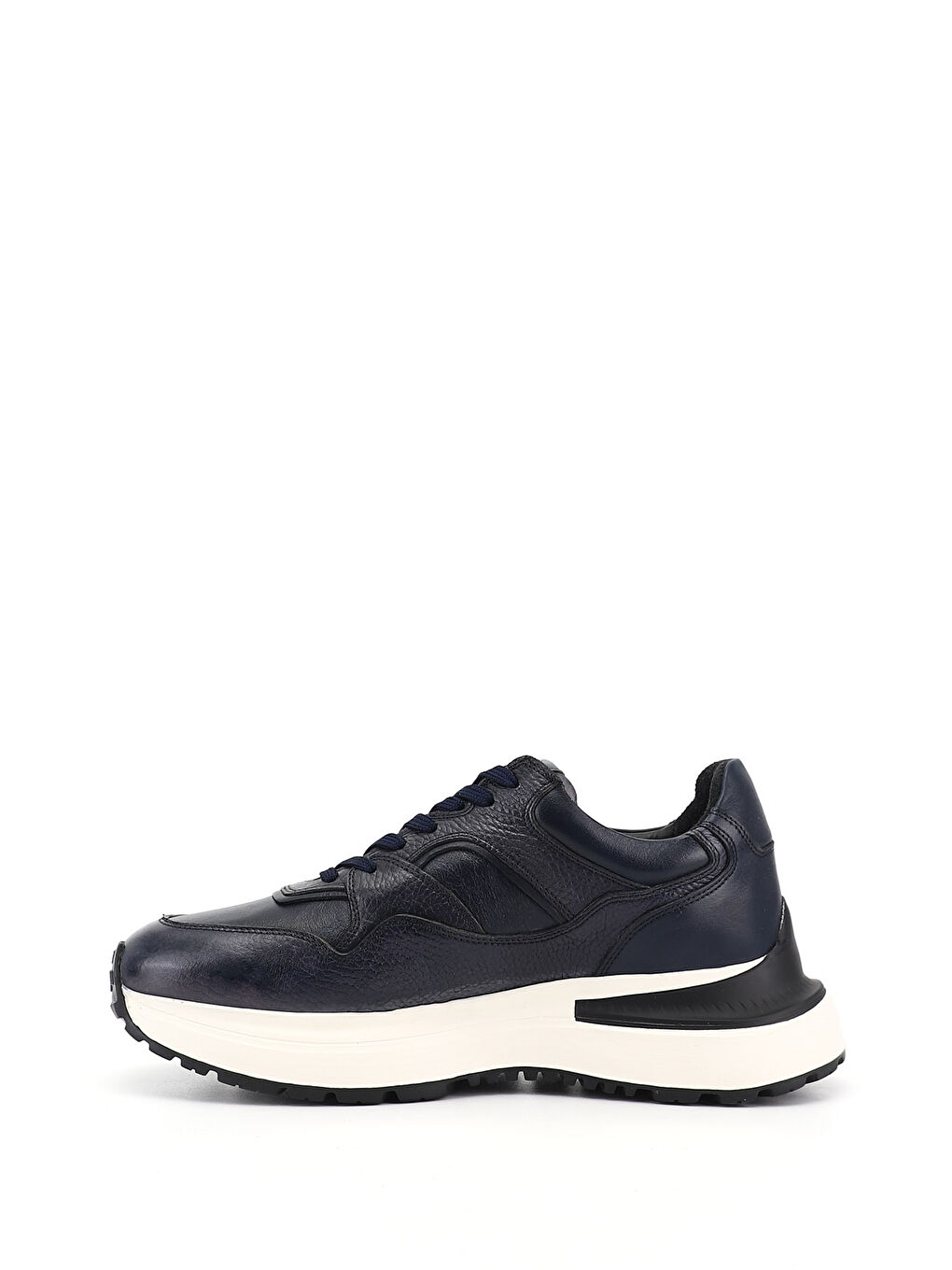 Lacivert Erkek AÇIK LACİVERT Bağcıklı Hakiki Deri Comfort Sneaker-3