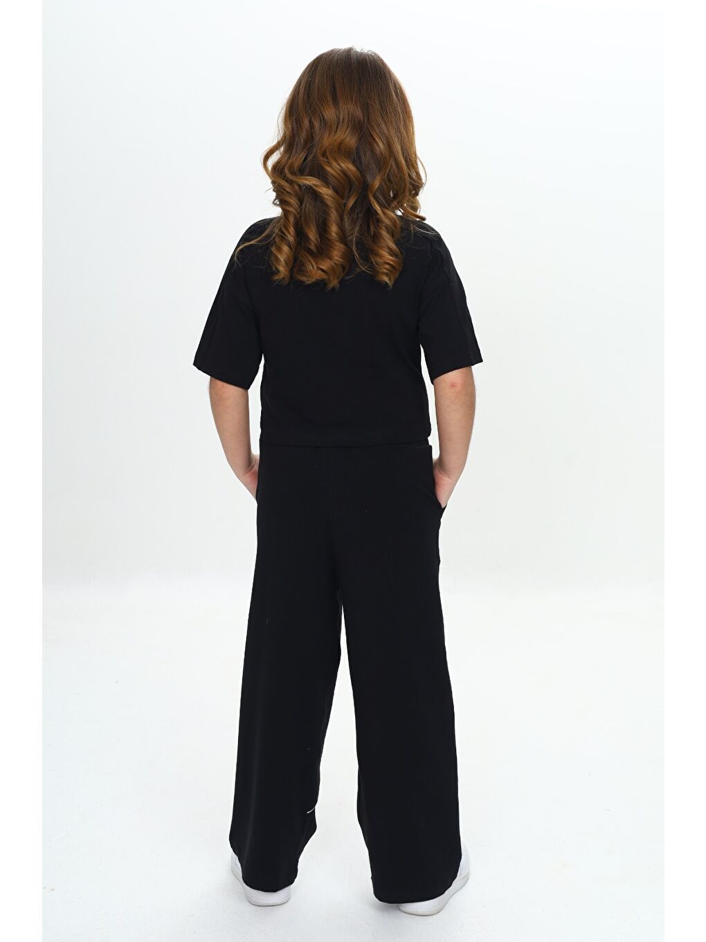 Siyah Kız Çocuk Queen Baskılı Crop Eşofman Takım-2