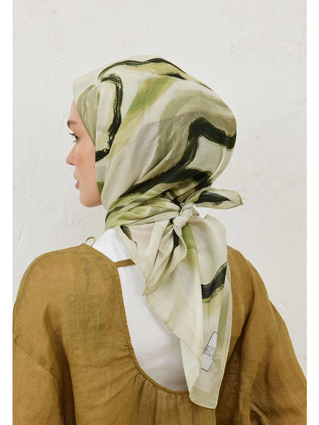 Colour Waves Desen Pamuk Vual Eşarp Çağla Yeşili-3