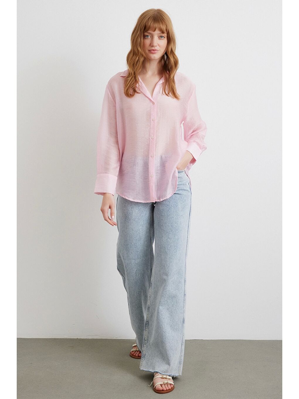 İnce Modal Gömlek Pembe-1