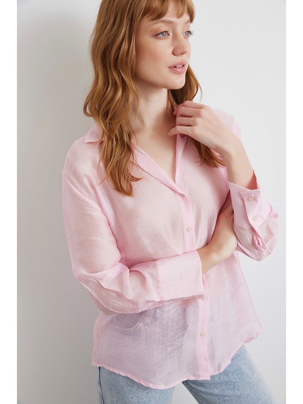 İnce Modal Gömlek Pembe-2