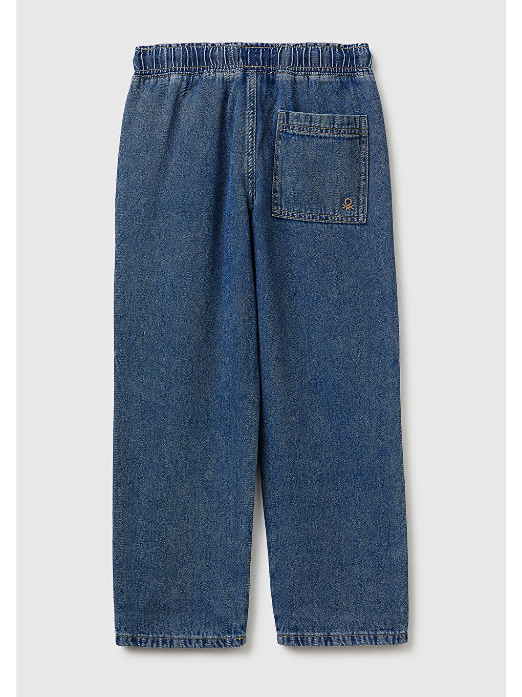 Erkek Çocuk Koyu Mavi Beli ve Paçası Büzgülü Denim Pantolon-1
