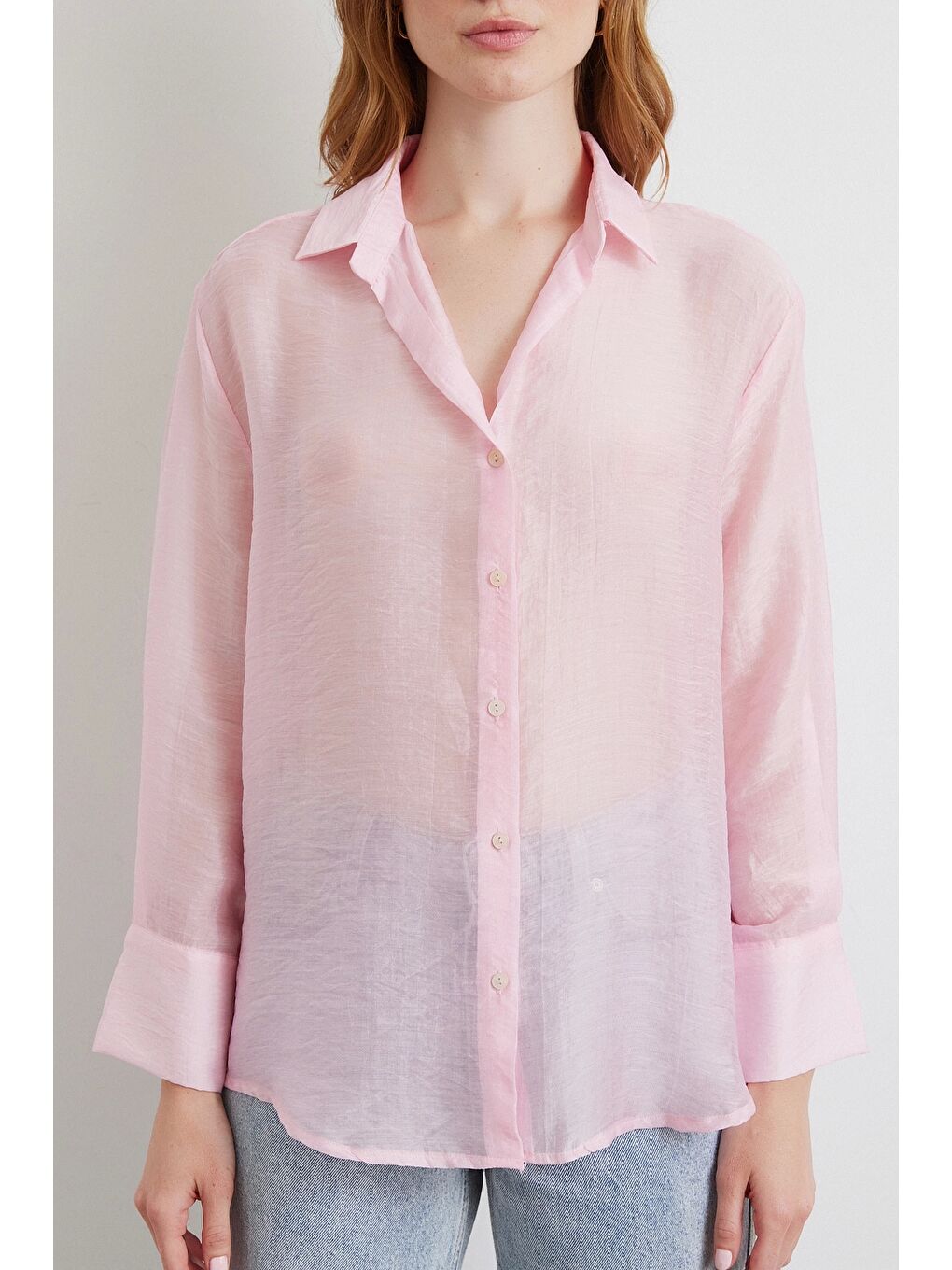 İnce Modal Gömlek Pembe-3