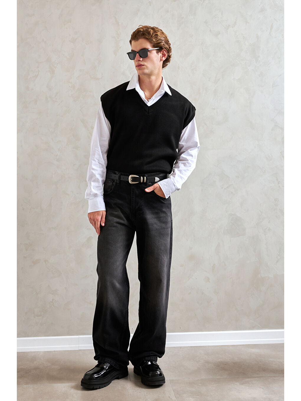 Antrasit Erkek Ekstra Baggy Jean Pantolon-5