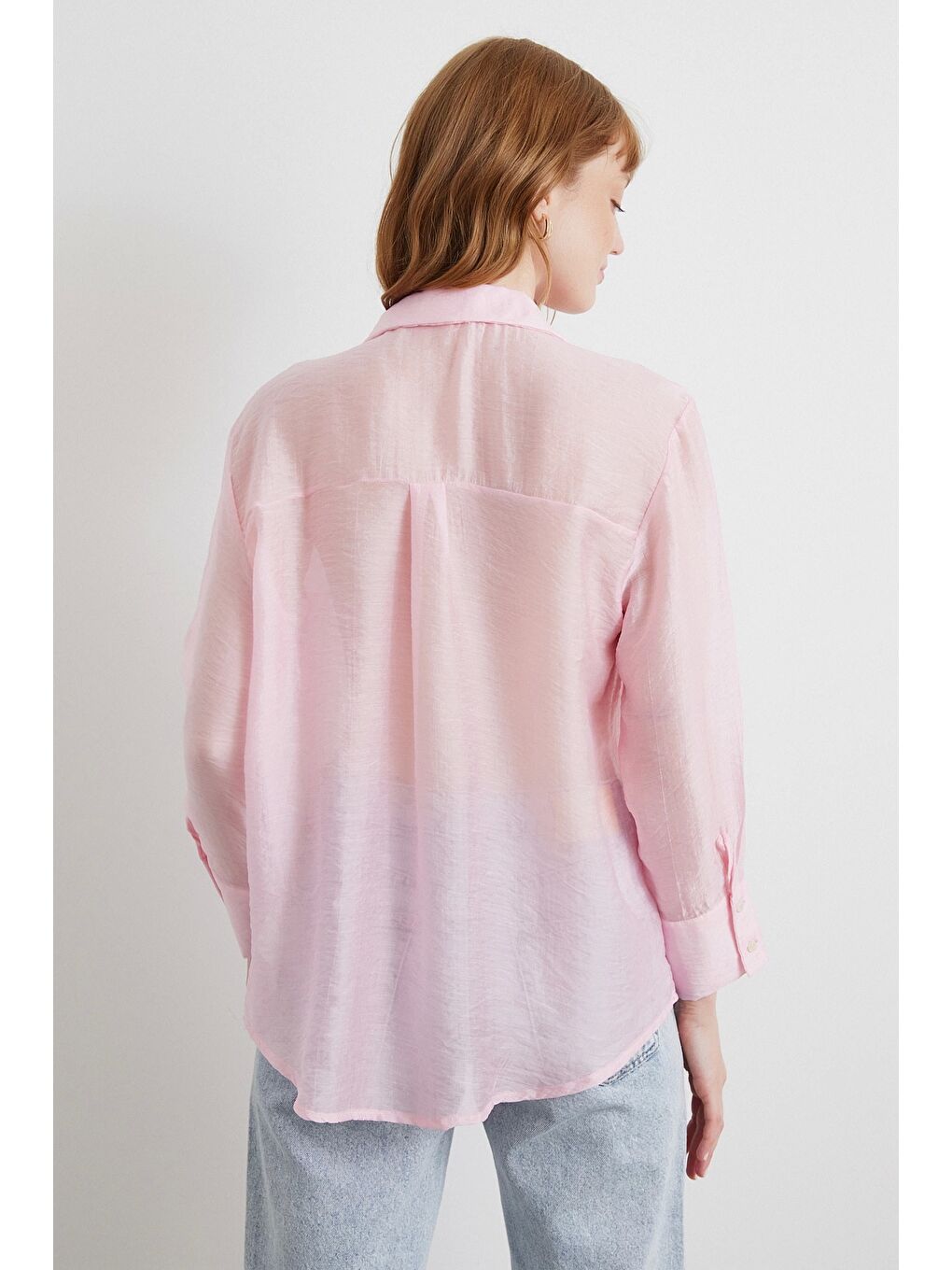 İnce Modal Gömlek Pembe-5