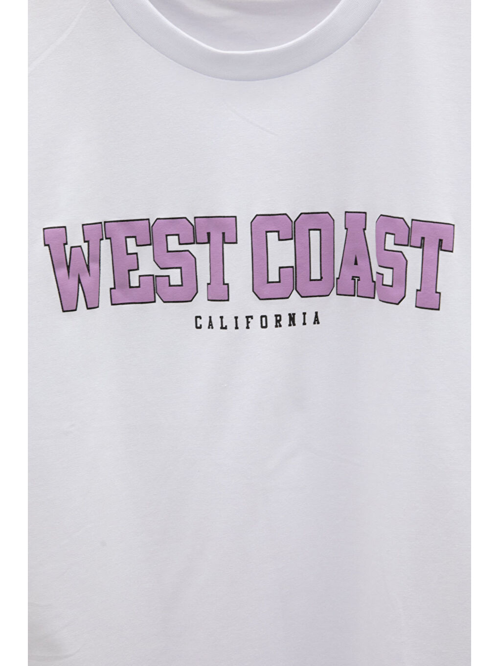 Beyaz West Coast Yazılı Kısa Kol Kız Çocuk Bisiklet Yaka Tişört 21025-2