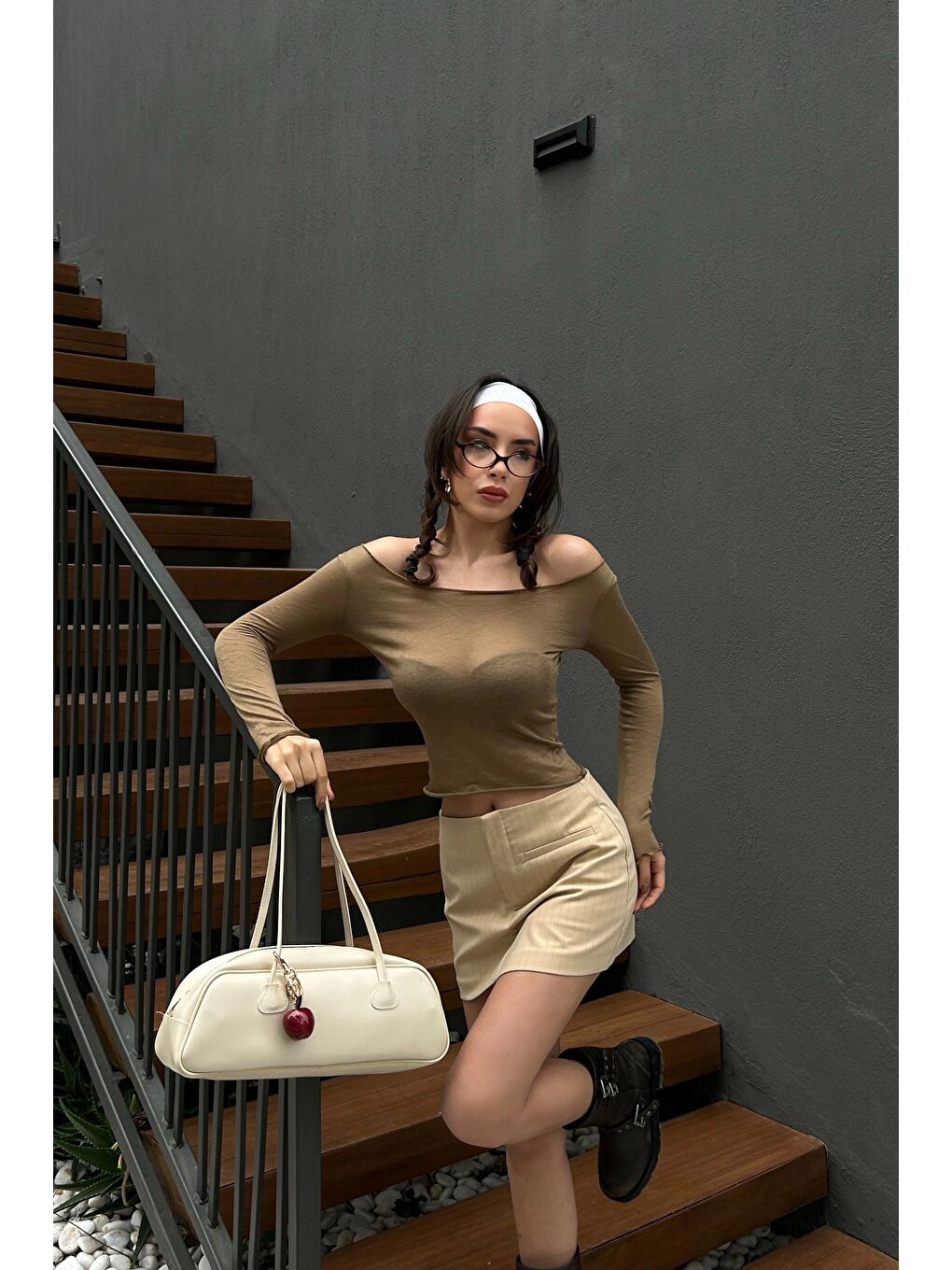 Kahverengi Kadın Camel Sonsuz Kumaş Bluz 1017-0160-9