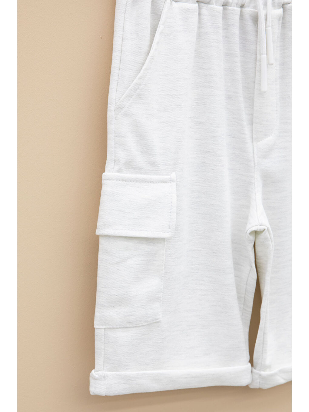 Açık Gri Tek Kargo Cepli Erkek Çocuk Düz Şort 21119-1