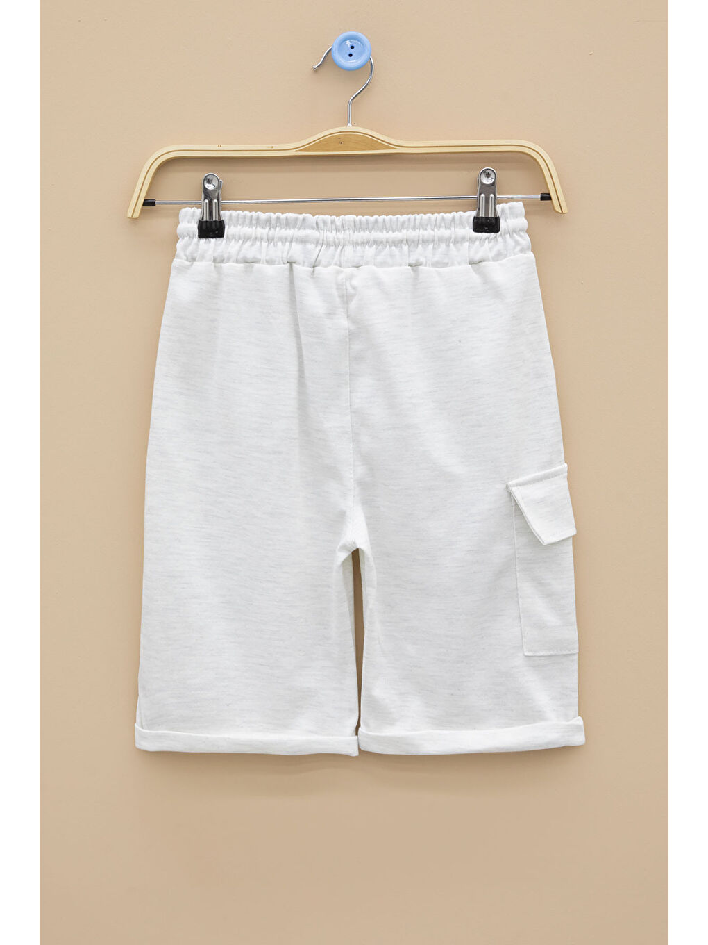 Açık Gri Tek Kargo Cepli Erkek Çocuk Düz Şort 21119-2