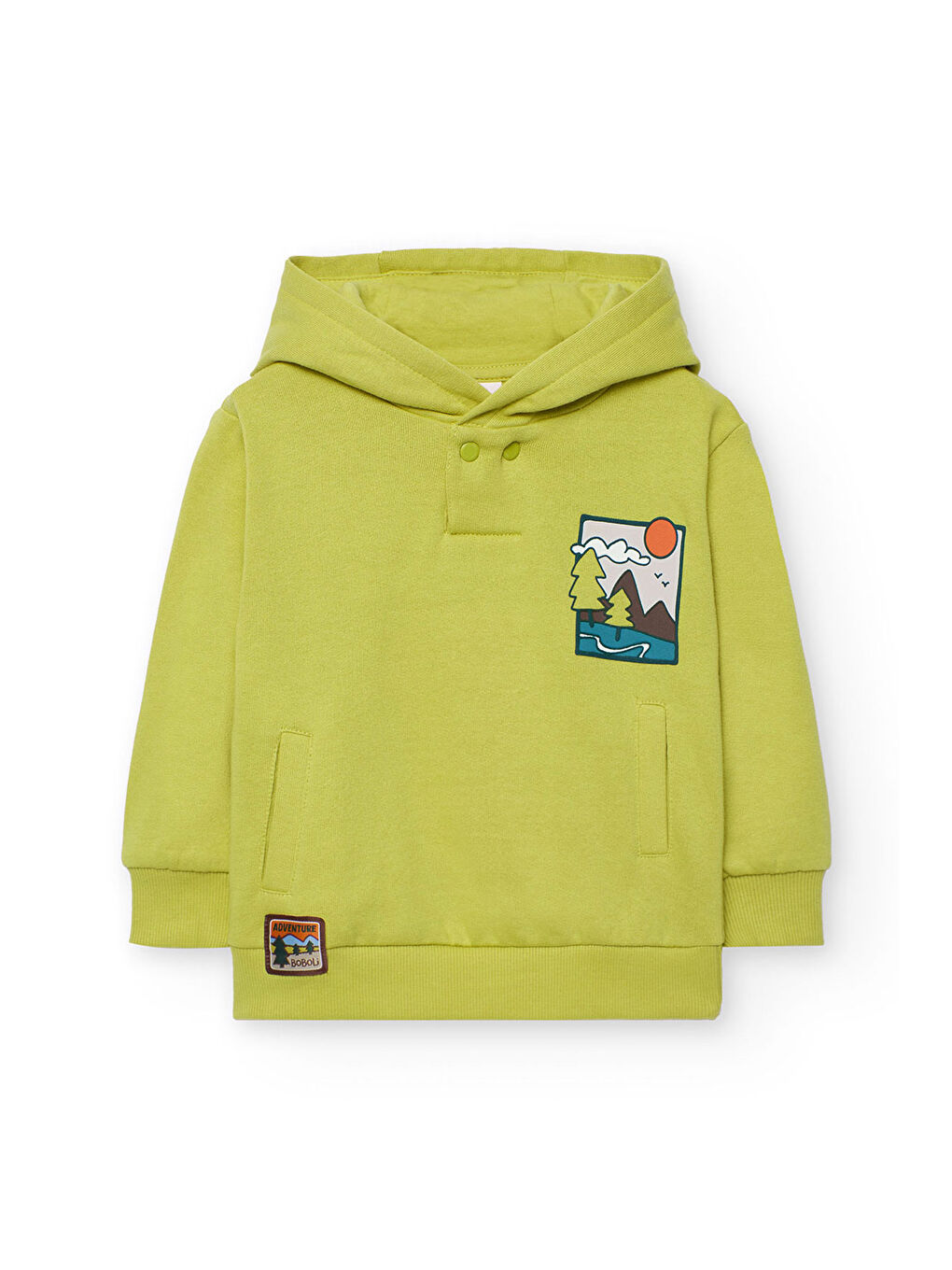 Sarı Erkek Çocuk Ağaç Dağ Baskılı Sweatshirt