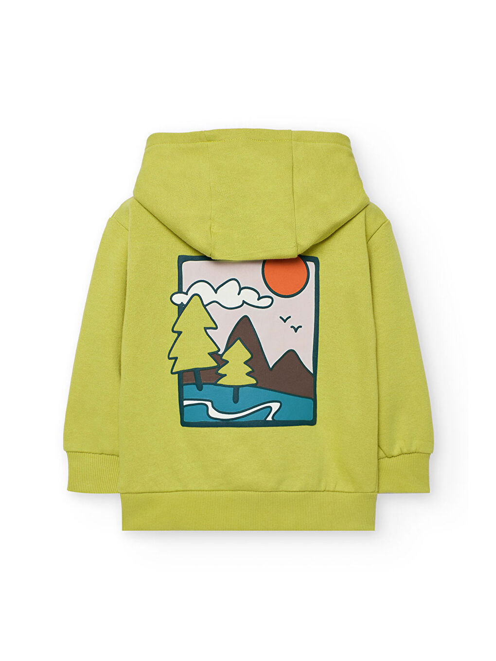 Sarı Erkek Çocuk Ağaç Dağ Baskılı Sweatshirt-2