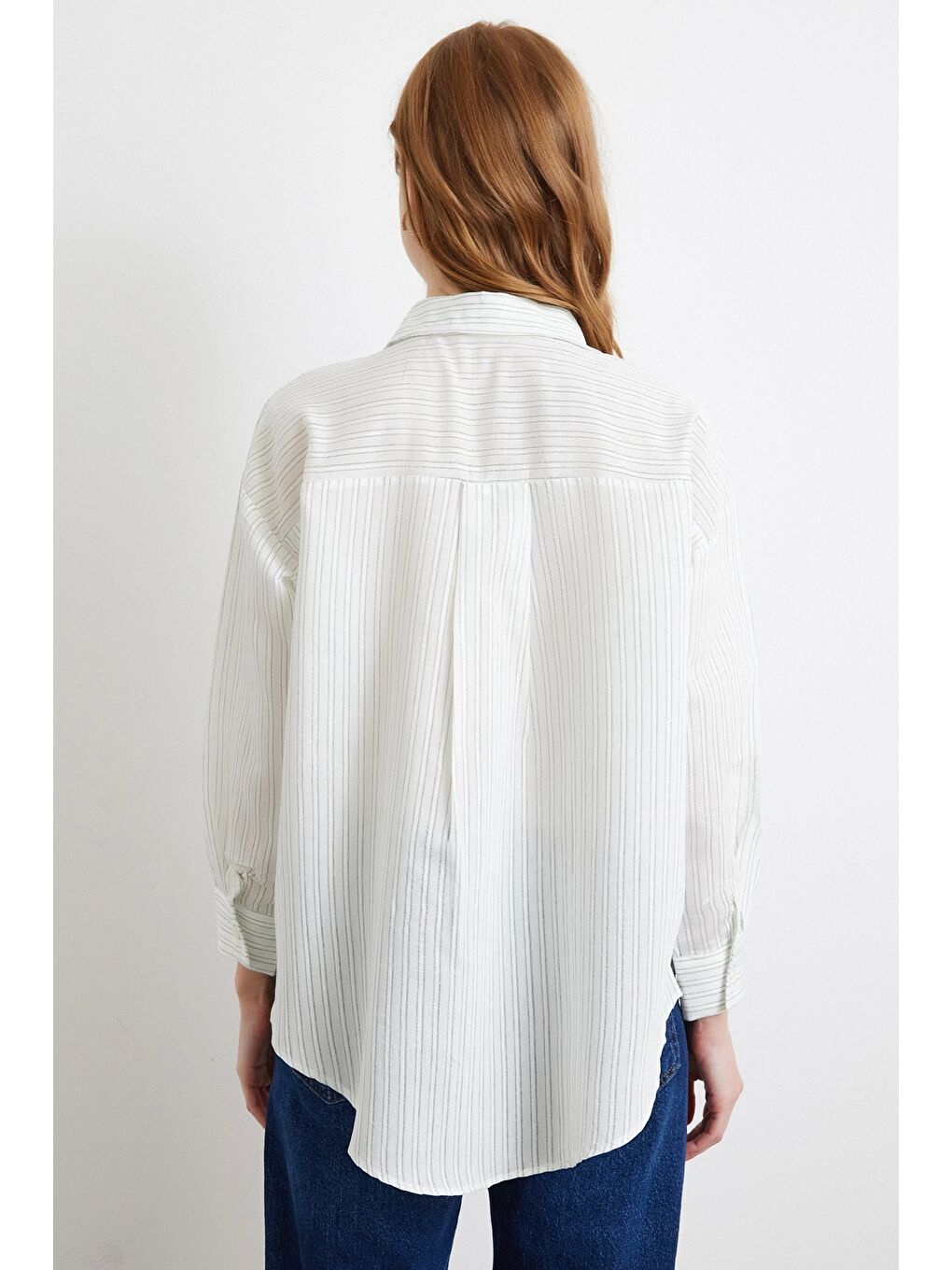 Karışık Simetrik Çizgili Gömlek Mint-5