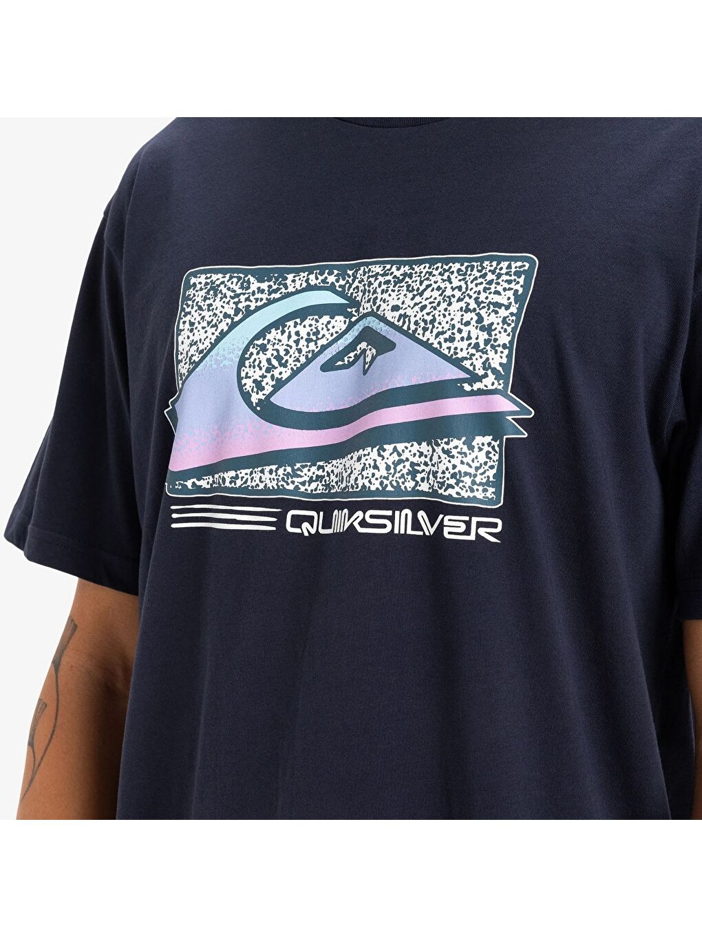 Lacivert Retro Fade Erkek Tişört-1