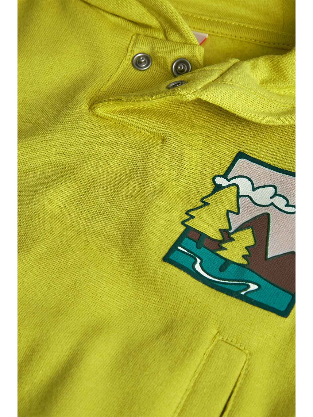 Sarı Erkek Çocuk Ağaç Dağ Baskılı Sweatshirt-3