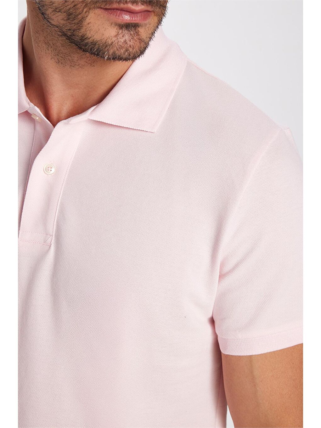 Erkek Slim Fit Dar Kesim %100 Pamuk Pembe Polo Yaka Tişört-2