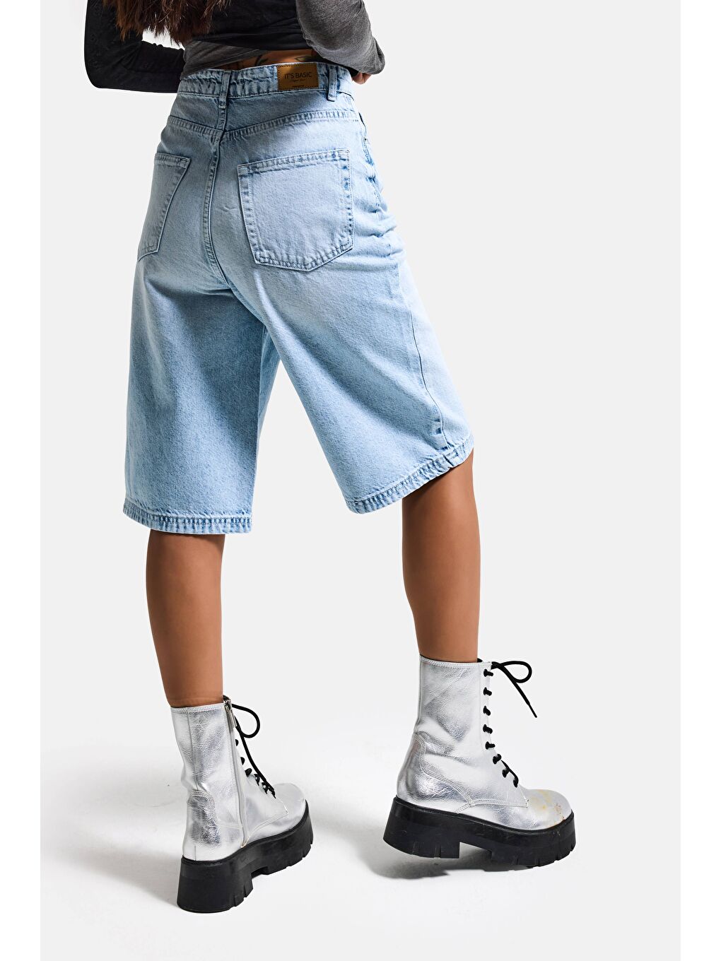 Mavi Kadın Ice 4s6-3 Maxi Boy Bermuda Kemer Detaylı Denim Şort-5