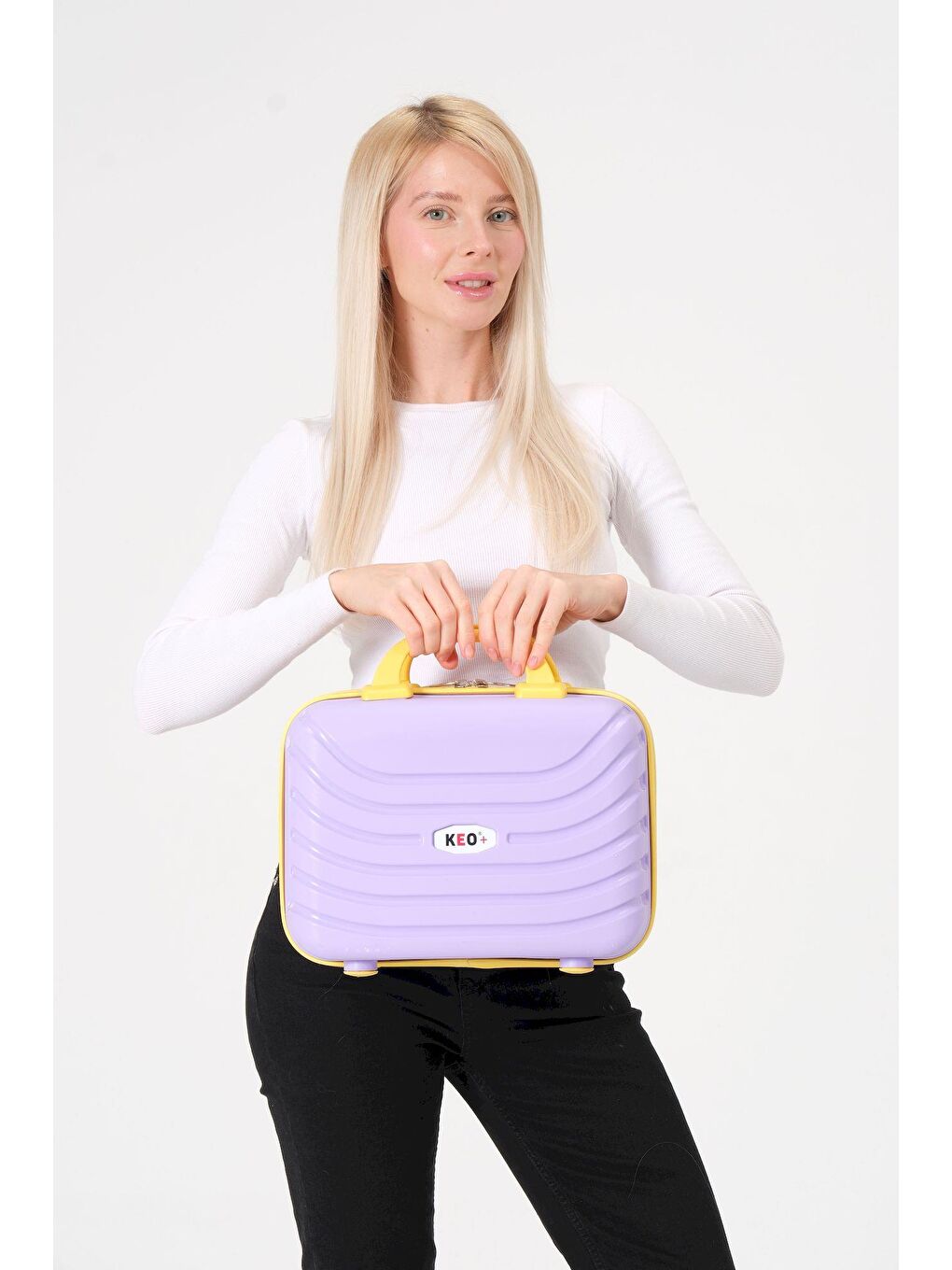 Lila-Sarı PP Silikon Makyaj Çantası-2