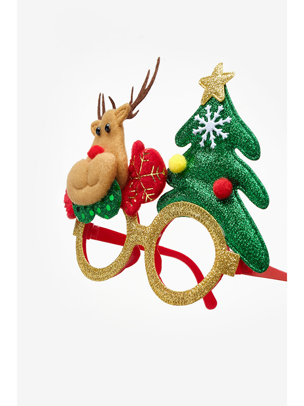 Karışık Çok Renkli  Çam Ağacı ve Geyik Figürlü Yılbaşı Parti Gözlüğü-1